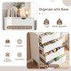 4-drawer wooden nightstand in white with spacious countertop and cut-out handles, perfect for bedroom organization.