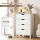 4-drawer wooden nightstand in white with anti-tipping kits, featuring a minimalist design for versatile home decor.