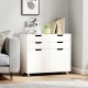4-drawer file cabinet on wheels in white, featuring spacious countertop and lockable wheels for home office organization.