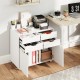4-drawer file cabinet in white with wheels, featuring spacious countertop and enclosed cabinets for home office organization.