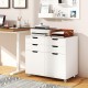 4-drawer file cabinet in white with wheels, designed for home office organization and versatile storage solutions.