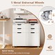 4-drawer file cabinet in white with 5 metal wheels, designed for home office organization and space-saving storage.
