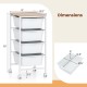 4-drawer rolling storage cart with wooden tabletop, white drawers, and lockable wheels for versatile organization.