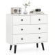 White 4-drawer dresser chest with black knobs, perfect for organized storage in modern or traditional decor.