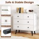 4-drawer white dresser chest with sleek design, sturdy build, and anti-slip foot pads for organized storage.