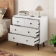 White 4-drawer dresser chest with sleek design, metal knobs, and sturdy construction for organized bedroom storage.