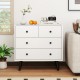 White 4-drawer dresser chest with sleek design, metal knobs, and sturdy build for organized storage in any room.