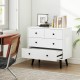 White 4-drawer dresser chest with sleek design and metal knobs, perfect for organizing clothes and accessories.