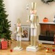 4 FT Christmas nutcracker decoration in white and gold, featuring a high hat and scepter, perfect for holiday displays.