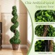 Chic 4 feet artificial boxwood spiral tree with lush green leaves and robust metal trunk for indoor or outdoor decoration.