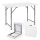 Portable 4 feet camping table with HDPE tabletop and metal legs, foldable design for easy storage and outdoor use.