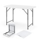 Foldable 4 feet portable camping table with HDPE tabletop and sturdy metal legs, ideal for indoor and outdoor use.