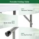 Portable folding table with HDPE tabletop, sturdy metal legs, and non-slip foot pads for stable outdoor use.