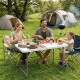Portable 4 feet camping table with HDPE tabletop and metal legs, ideal for outdoor dining and easy to store.