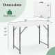 Portable 4 feet camping table with HDPE tabletop, adjustable height, and sturdy metal legs for indoor and outdoor use.