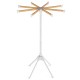 Foldable clothes drying rack with 8 bamboo rods and 40 hanger slots, designed for stable and convenient drying.