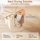 Foldable clothes drying rack with 8 bamboo rods and 40 hanger slots, designed for efficient drying and easy storage.