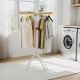 Foldable clothes drying rack with 8 bamboo rods and 40 hanger slots, ideal for efficient laundry organization.