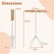 Foldable clothes drying rack with 8 bamboo rods, 4 legs for stability, and dimensions for easy storage and use.
