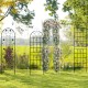 Four metal garden trellises, 71 x 20 inches, featuring floral designs, ideal for climbing plants and outdoor decor.