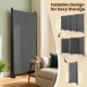 Four-panel gray folding privacy screen room divider with wheels, ideal for living rooms and easy to store.