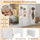 4-panel white folding room divider with solid wood frame, smooth wood grain, and non-slip foot pads for versatile.