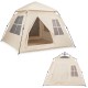 4-person camping tent with automatic setup, rainfly, and dual doors for easy access and ventilation.