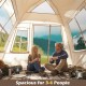 Spacious 4-person camping tent with automatic setup, featuring 2 doors, rainfly, and breathable mesh windows.