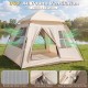 4-person camping tent with 2 doors, 4 windows, and breathable mesh for 360° ventilation, featuring easy setup and.