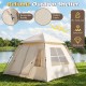 Portable 4-person camping tent with removable rainfly, tear-proof oxford fabric, and 2 doors for easy access.