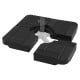 Heavy-duty black 4-piece patio umbrella base with realistic wood-grain finish, designed for 9-10 ft offset umbrellas.
