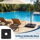 4-piece black patio umbrella base with realistic wood-grain finish, designed for 9-10 ft offset umbrellas, ensuring.