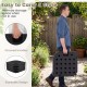 Heavy-duty black cantilever umbrella base plates with grooved handles, stackable design for easy storage and stability.