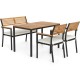 4-piece patio dining set featuring acacia wood chairs and table, ideal for outdoor meals and relaxation.