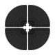 4 interlocking black plates of a 140 lbs patio market umbrella base with U-locking pins for stability and wind.