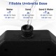 Close-up of the fillable spout on the 4-piece patio umbrella base, designed for stability with up to 140 lbs capacity.