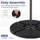 4 interlocking plates of the 140 lbs patio umbrella base with U-locking pins for stability and easy assembly.