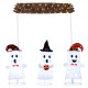 Three playful ghost decorations with LED lights and a "Happy Halloween" sign, perfect for outdoor Halloween displays.