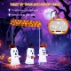 Close-up of a playful ghost decoration with 40 cool white LEDs, part of a Halloween set for festive outdoor displays.