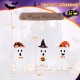 Three playful ghosts with LED lights and a "Happy Halloween" sign, perfect for outdoor Halloween decorations.