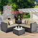 Brown outdoor patio rattan furniture set featuring a spacious sectional sofa with plush cushions, perfect for outdoor.