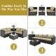 4-piece outdoor patio rattan furniture set with cushioned loveseat and storage box, ideal for versatile arrangements.