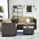 Sectional outdoor patio rattan furniture set with cushioned loveseat and storage box, ideal for stylish garden.
