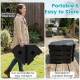 Four-piece patio umbrella weight base set in black, designed for easy transport and compact storage, ideal for outdoor.
