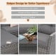 Cozy gray cushions with zipper on a 4-piece patio rattan furniture set, featuring a tempered glass tabletop for outdoor.