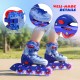 Adjustable blue kids inline skates with light-up wheels, featuring breathable mesh lining and secure ankle support.