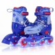 Adjustable blue inline skates for kids with glowing LED wheels, breathable mesh lining, and secure ankle support.