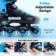 4-size adjustable inline skates for toddlers, featuring light-up wheels, secure fit, and breathable mesh lining for.