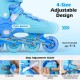 Adjustable blue inline skates for kids ages 9-14 with light-up wheels and secure fit for improved balance and.