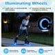 Adjustable blue roller skates with illuminating wheels, featuring wear-resistant PU wheels and ABEC-7 bearings for.